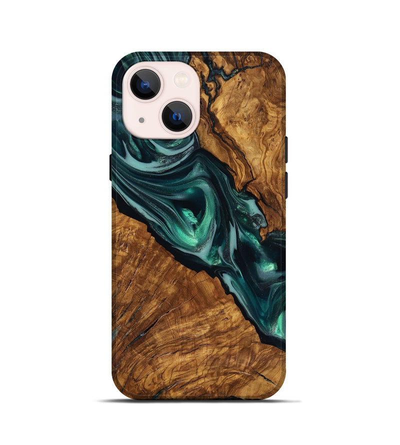 iPhone 13 mini Wood Live Edge Phone Case - Kala (Ancient Olive, 818756)