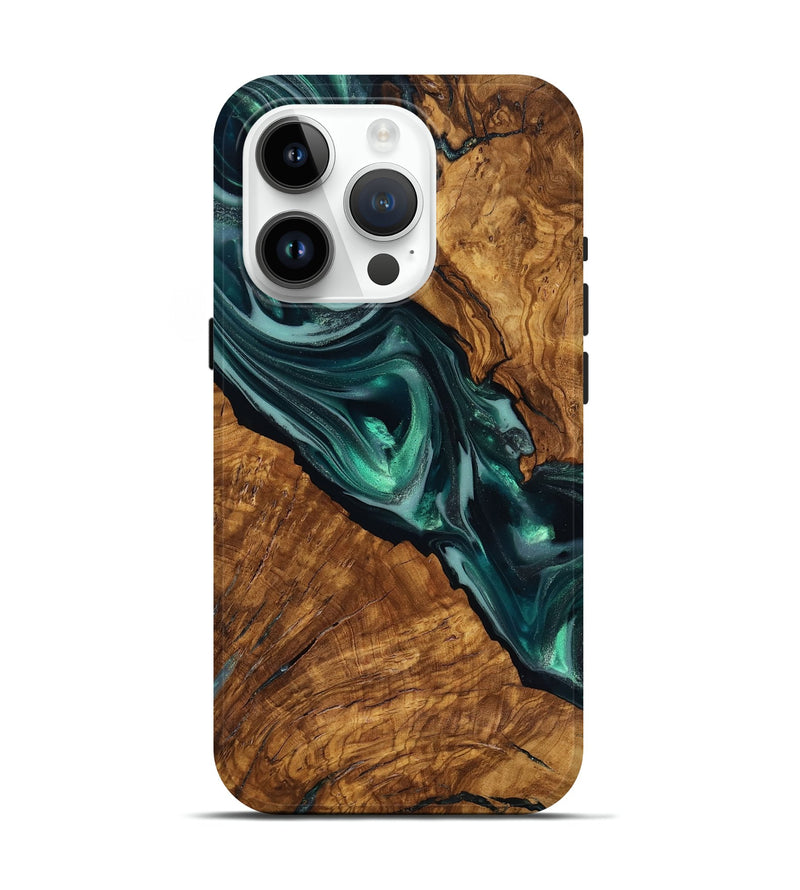 iPhone 15 Pro Wood Live Edge Phone Case - Kala (Ancient Olive, 818756)