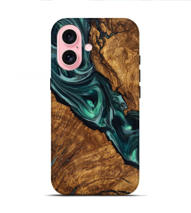 iPhone 16 Wood Live Edge Phone Case - Kala (Ancient Olive, 818756)