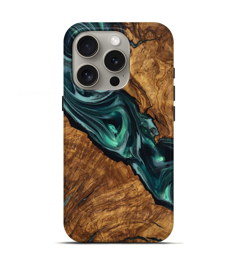 iPhone 16 Pro Wood Live Edge Phone Case - Kala (Ancient Olive, 818756)