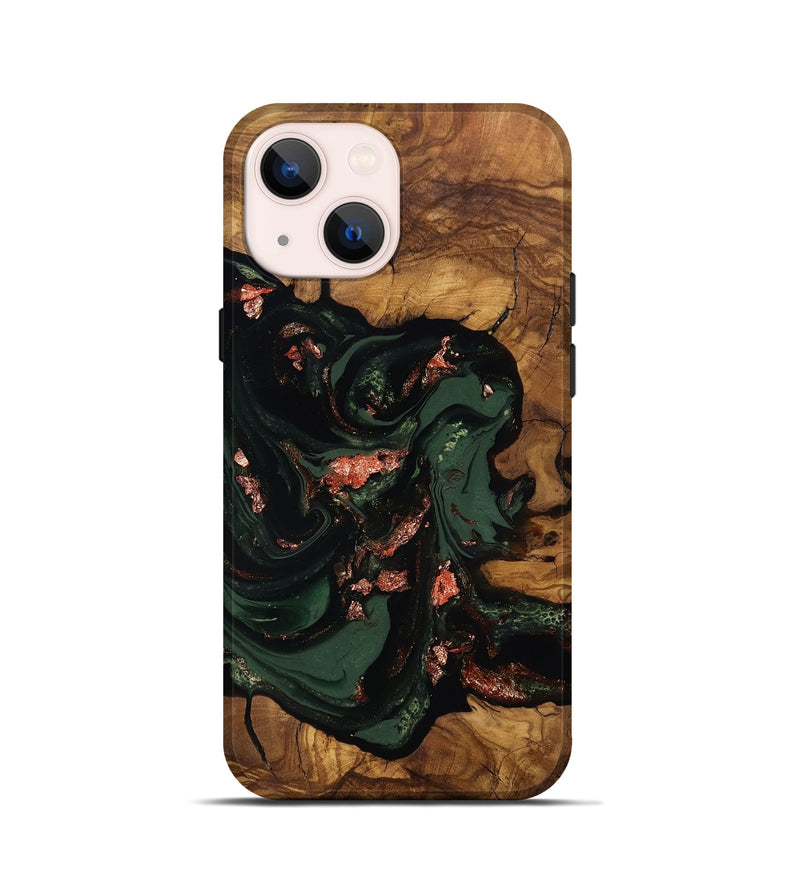 iPhone 13 mini Wood Live Edge Phone Case - Cora (Ancient Olive, 818760)