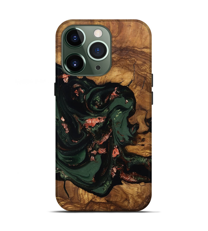iPhone 13 Pro Wood Live Edge Phone Case - Cora (Ancient Olive, 818760)