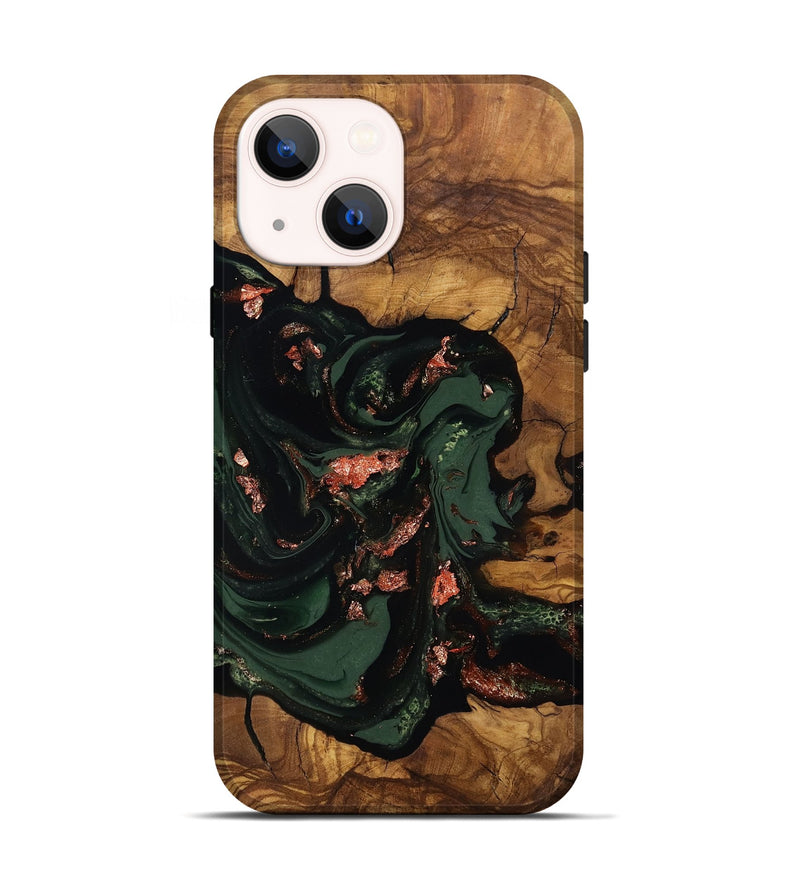 iPhone 14 Wood Live Edge Phone Case - Cora (Ancient Olive, 818760)