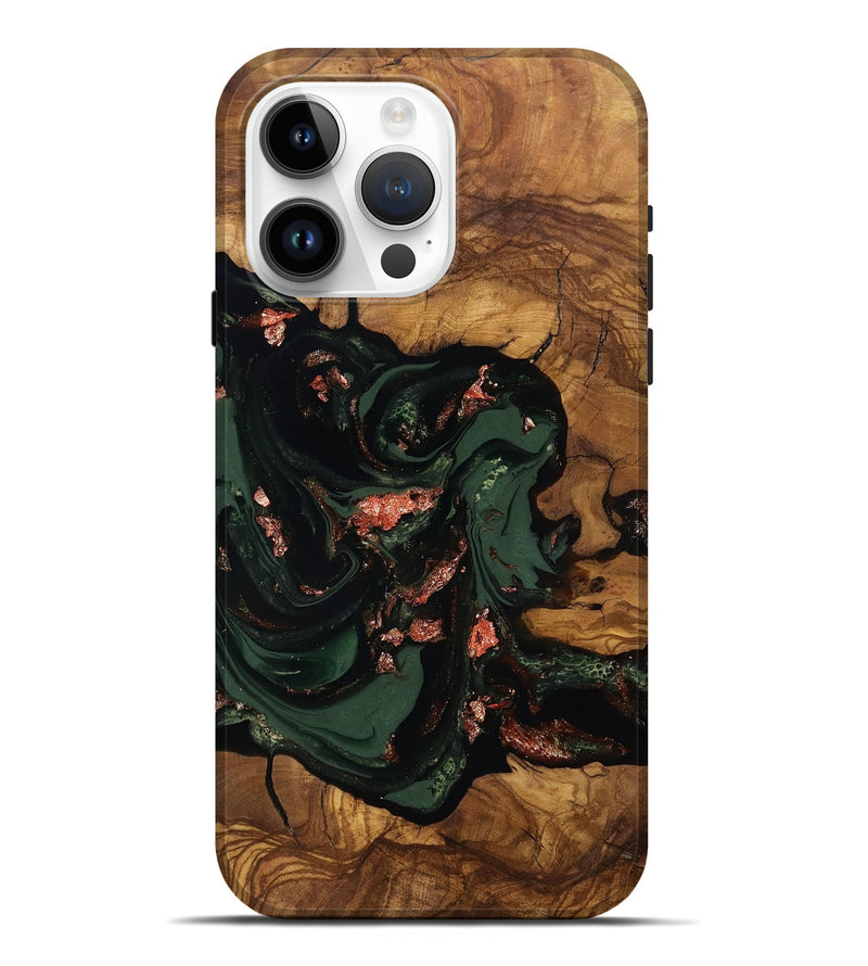 iPhone 15 Pro Max Wood Live Edge Phone Case - Cora (Ancient Olive, 818760)
