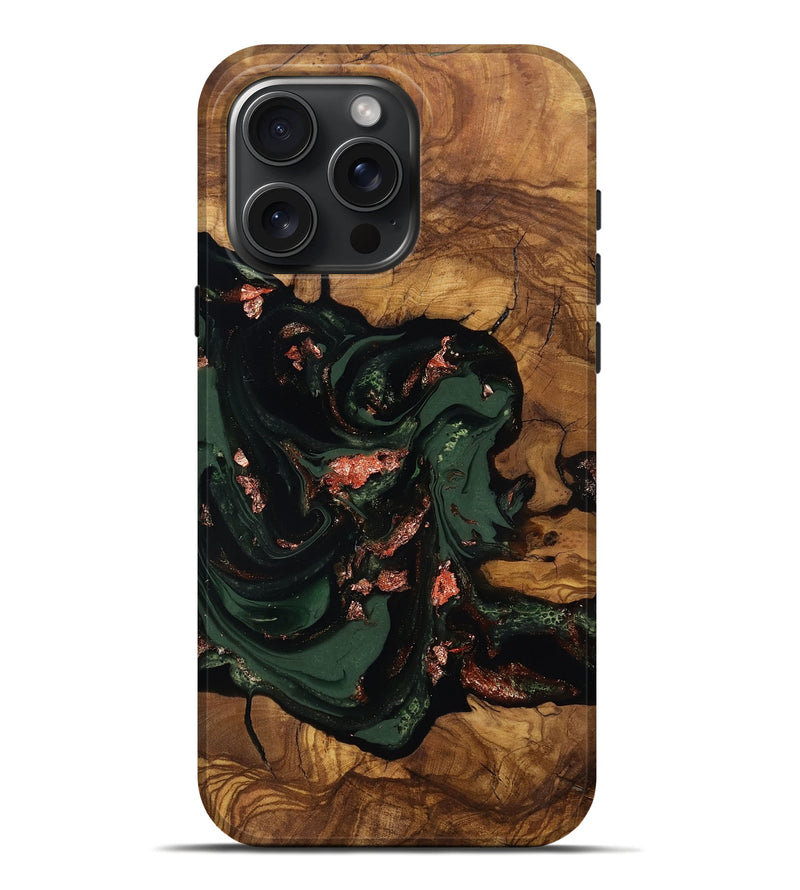 iPhone 16 Pro Max Wood Live Edge Phone Case - Cora (Ancient Olive, 818760)