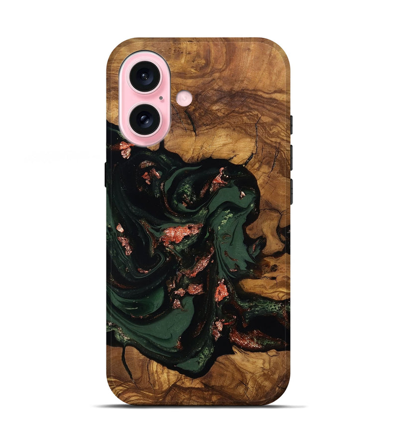iPhone 17 Wood Live Edge Phone Case - Cora (Ancient Olive, 818760)