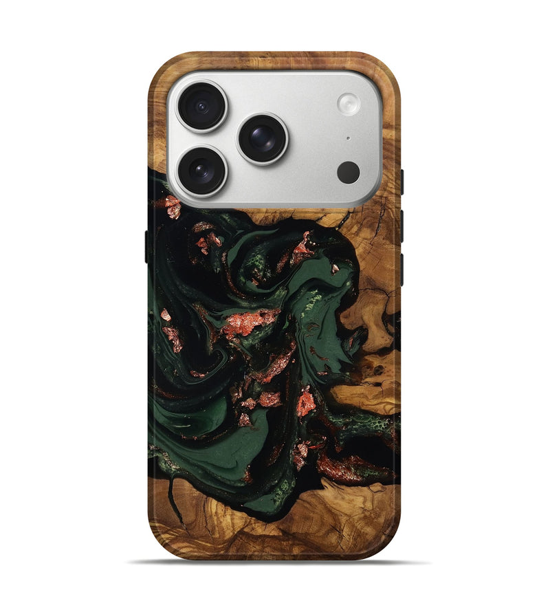 iPhone 17 Pro Wood Live Edge Phone Case - Cora (Ancient Olive, 818760)