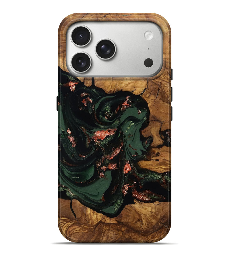 iPhone 17 Pro Max Wood Live Edge Phone Case - Cora (Ancient Olive, 818760)