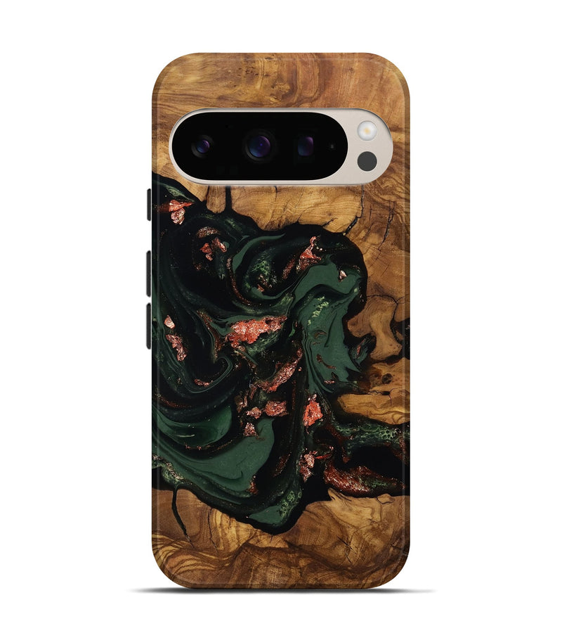 Pixel 10 Pro Wood Live Edge Phone Case - Cora (Ancient Olive, 818760)