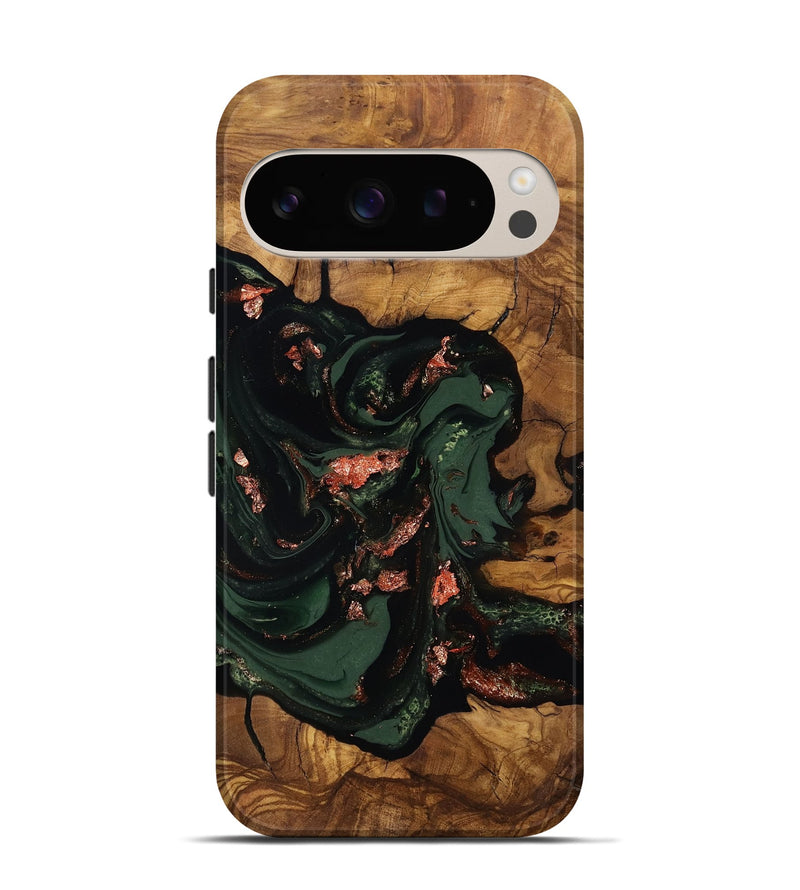Pixel 9 Wood Live Edge Phone Case - Cora (Ancient Olive, 818760)