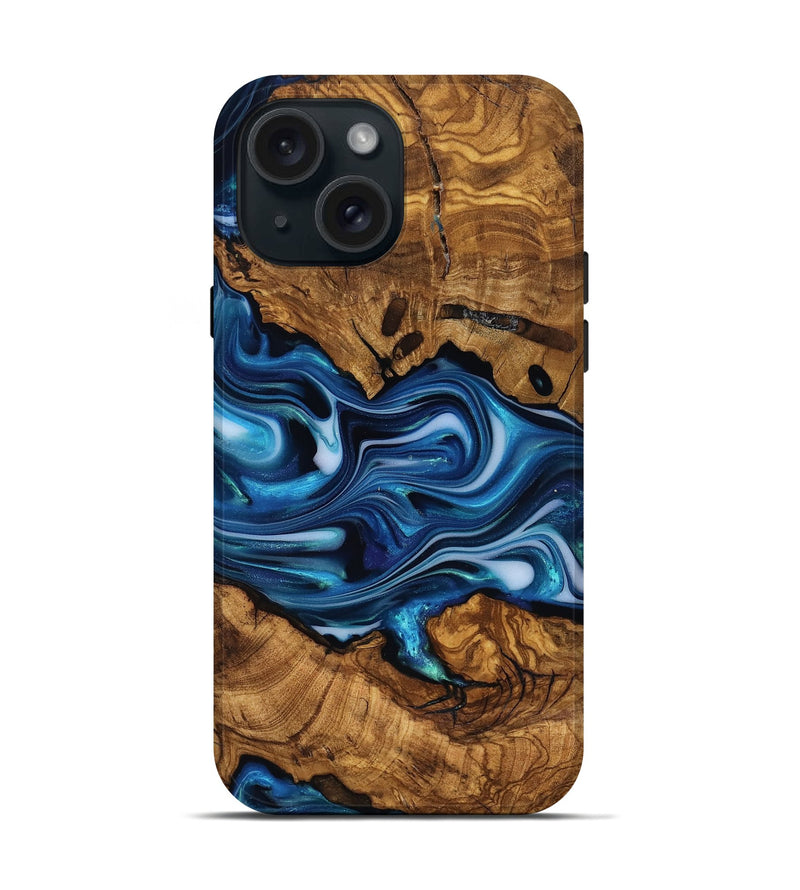 iPhone 15 Wood Live Edge Phone Case - Reva (Ancient Olive, 818763)