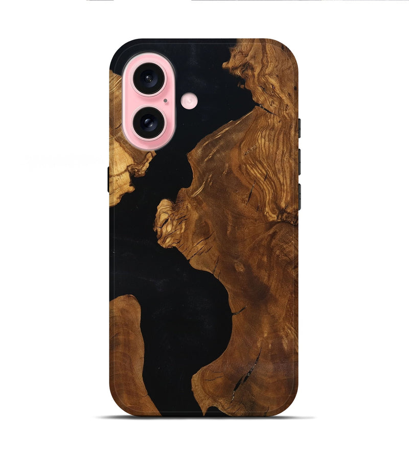 iPhone 16 Wood Live Edge Phone Case - Hildred (Ancient Olive, 818766)