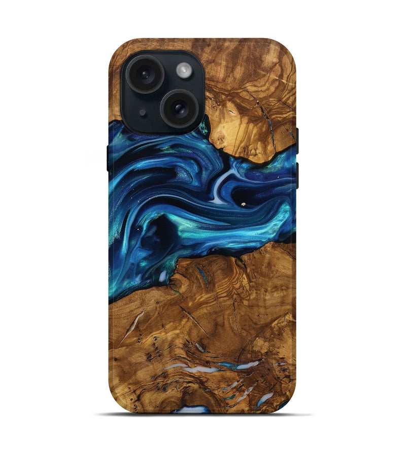 iPhone 15 Wood Live Edge Phone Case - Ben (Ancient Olive, 818767)