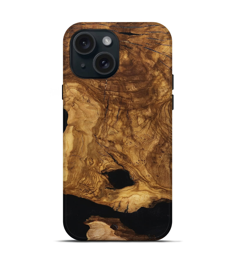 iPhone 15 Wood Live Edge Phone Case - Leatha (Ancient Olive, 818769)