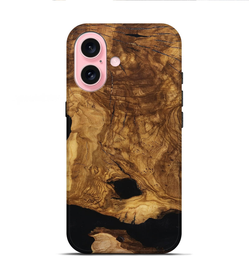 iPhone 16 Wood Live Edge Phone Case - Leatha (Ancient Olive, 818769)