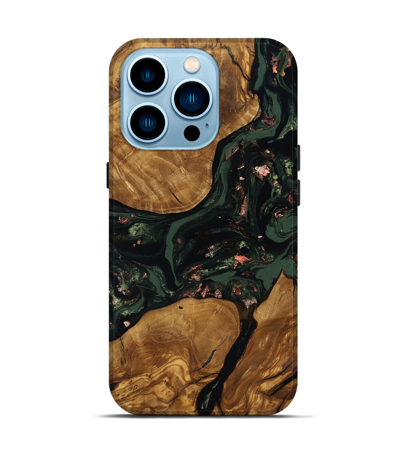 iPhone 14 Pro Wood Live Edge Phone Case - Hester (Ancient Olive, 818770)
