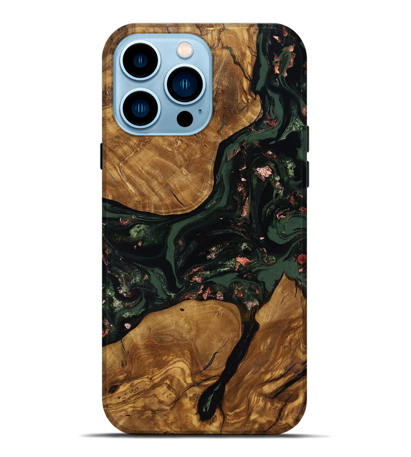 iPhone 14 Pro Max Wood Live Edge Phone Case - Hester (Ancient Olive, 818770)