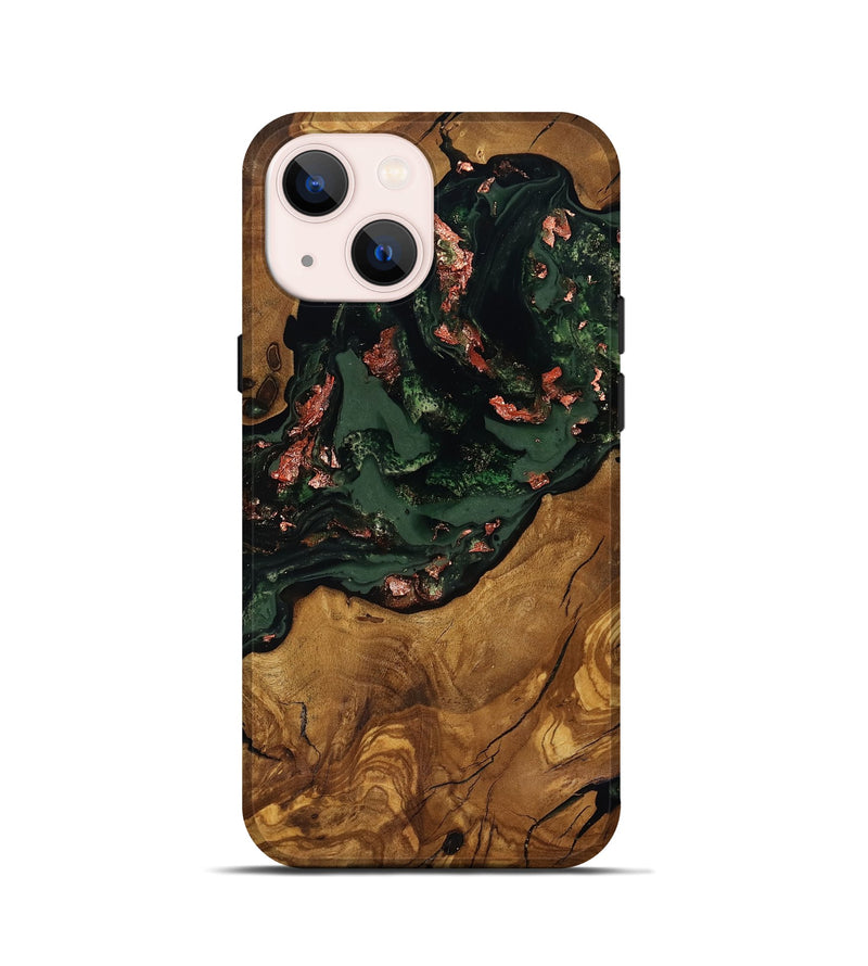 iPhone 13 mini Wood Live Edge Phone Case - Kahlani (Ancient Olive, 818772)