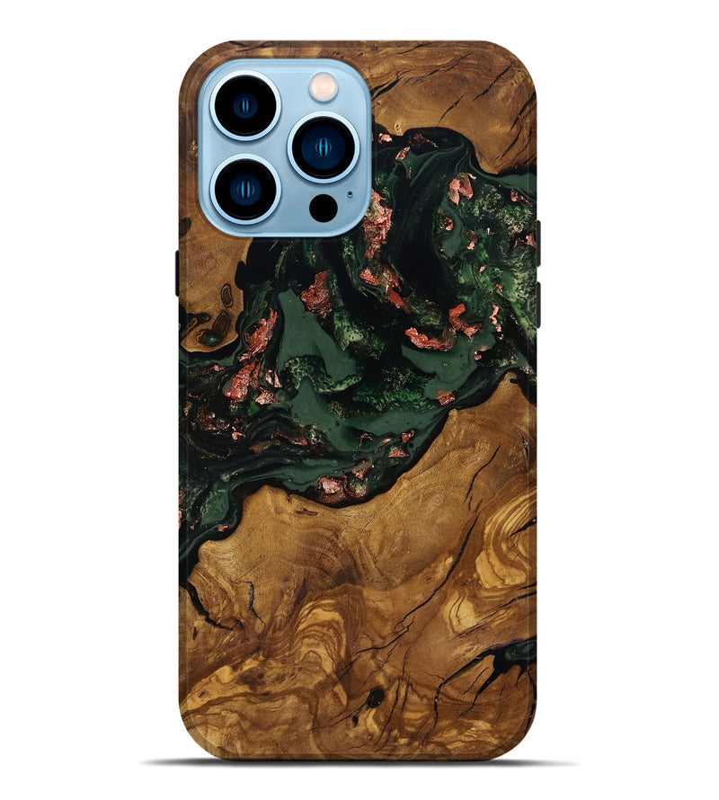 iPhone 14 Pro Max Wood Live Edge Phone Case - Kahlani (Ancient Olive, 818772)