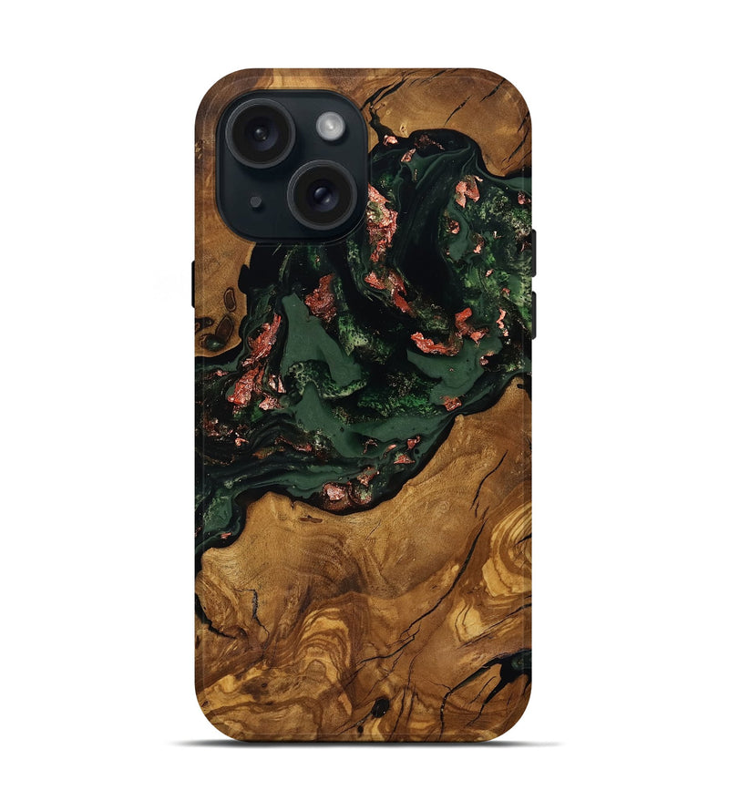 iPhone 15 Wood Live Edge Phone Case - Kahlani (Ancient Olive, 818772)