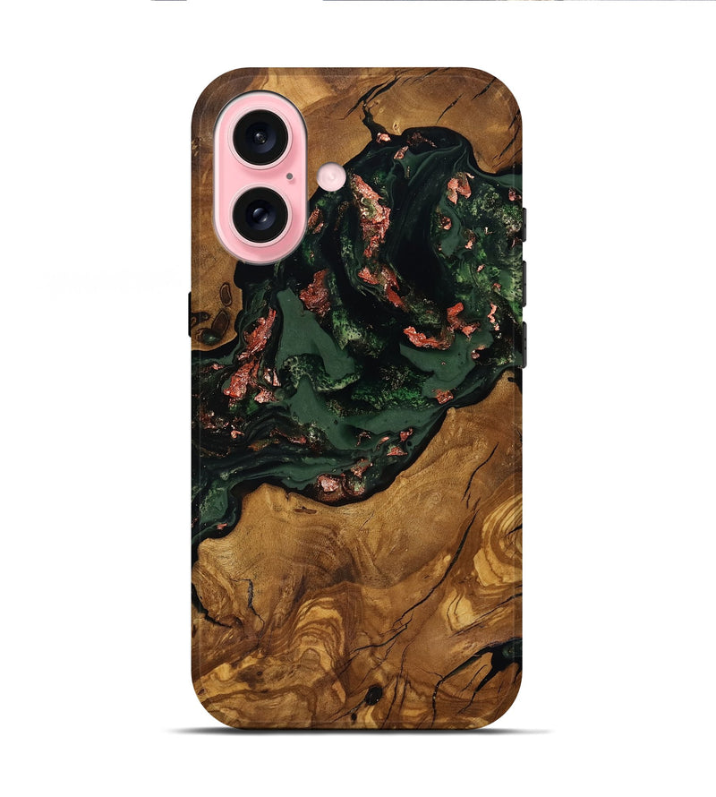 iPhone 16 Wood Live Edge Phone Case - Kahlani (Ancient Olive, 818772)