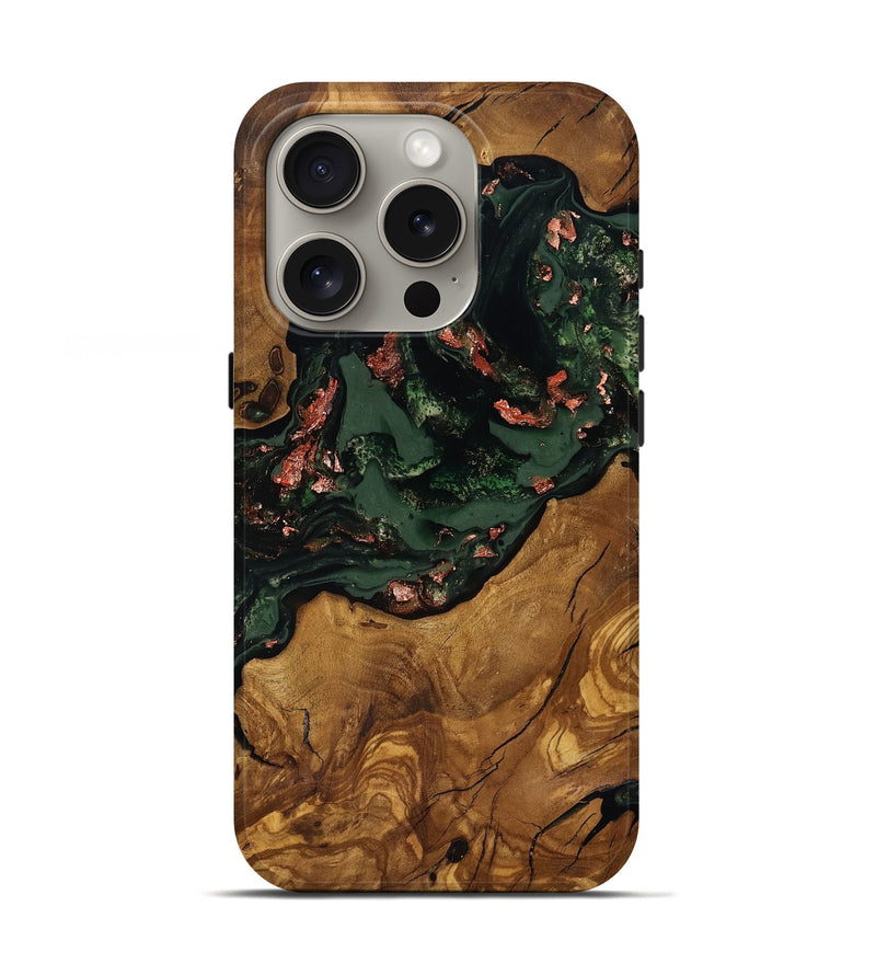 iPhone 16 Pro Wood Live Edge Phone Case - Kahlani (Ancient Olive, 818772)