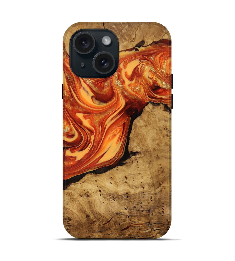 iPhone 15 Wood Live Edge Phone Case - Atreus (Ancient Olive, 818773)
