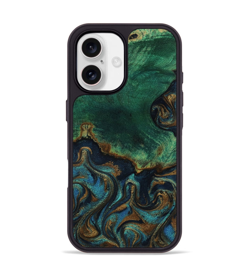 iPhone 17 Wood Phone Case - Alannah (Teal & Gold, 818782)