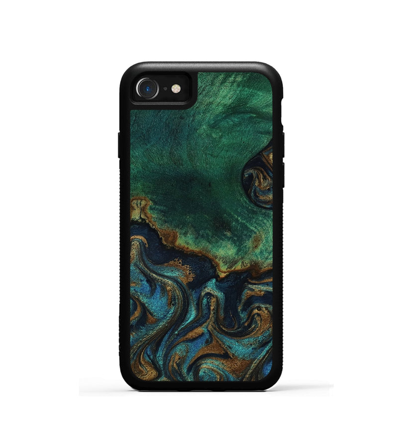 iPhone SE Wood Phone Case - Alannah (Teal & Gold, 818782)