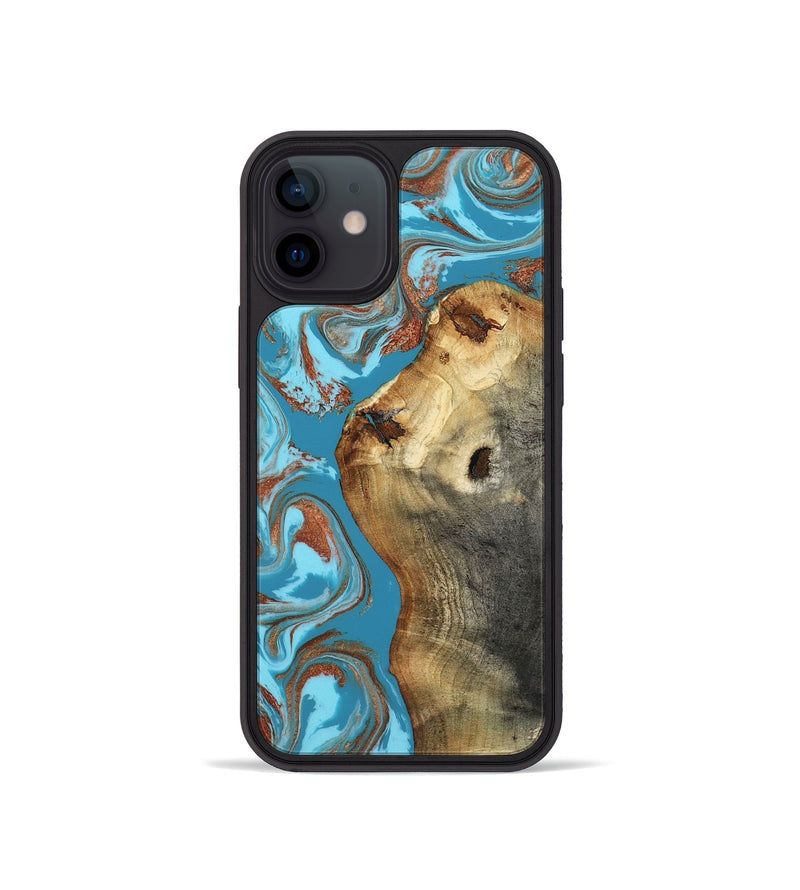 iPhone 12 mini Wood Phone Case - Kevin (Teal & Gold, 818783)