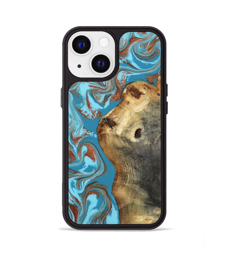 iPhone 13 Wood Phone Case - Kevin (Teal & Gold, 818783)