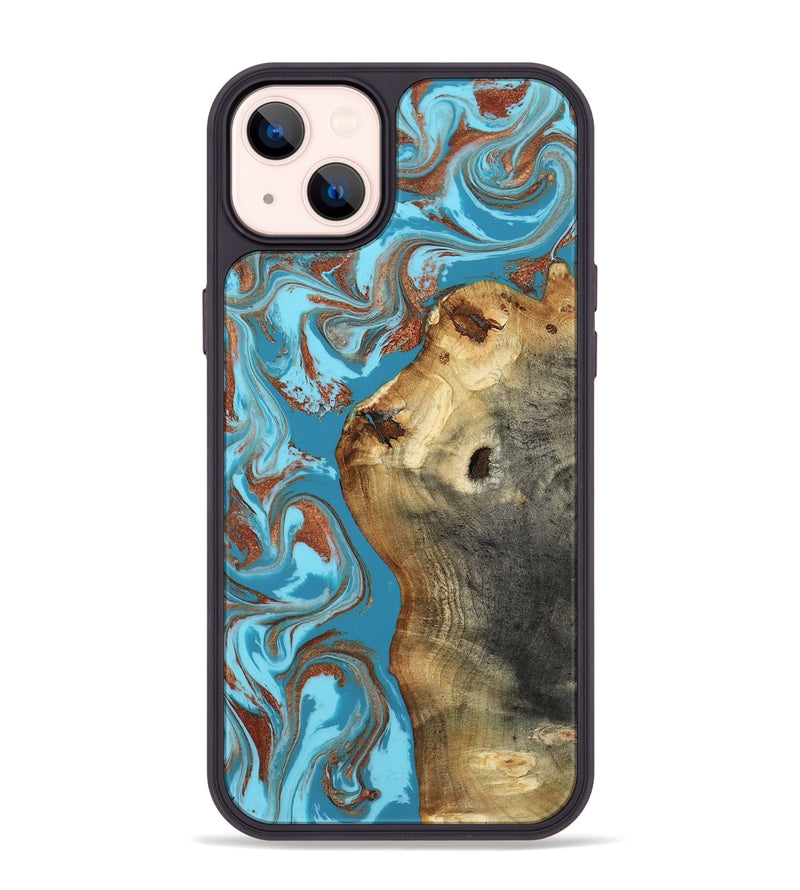 iPhone 14 Plus Wood Phone Case - Kevin (Teal & Gold, 818783)