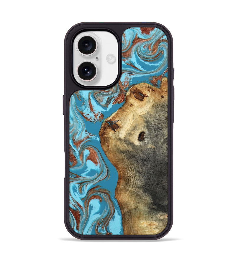 iPhone 17 Wood Phone Case - Kevin (Teal & Gold, 818783)