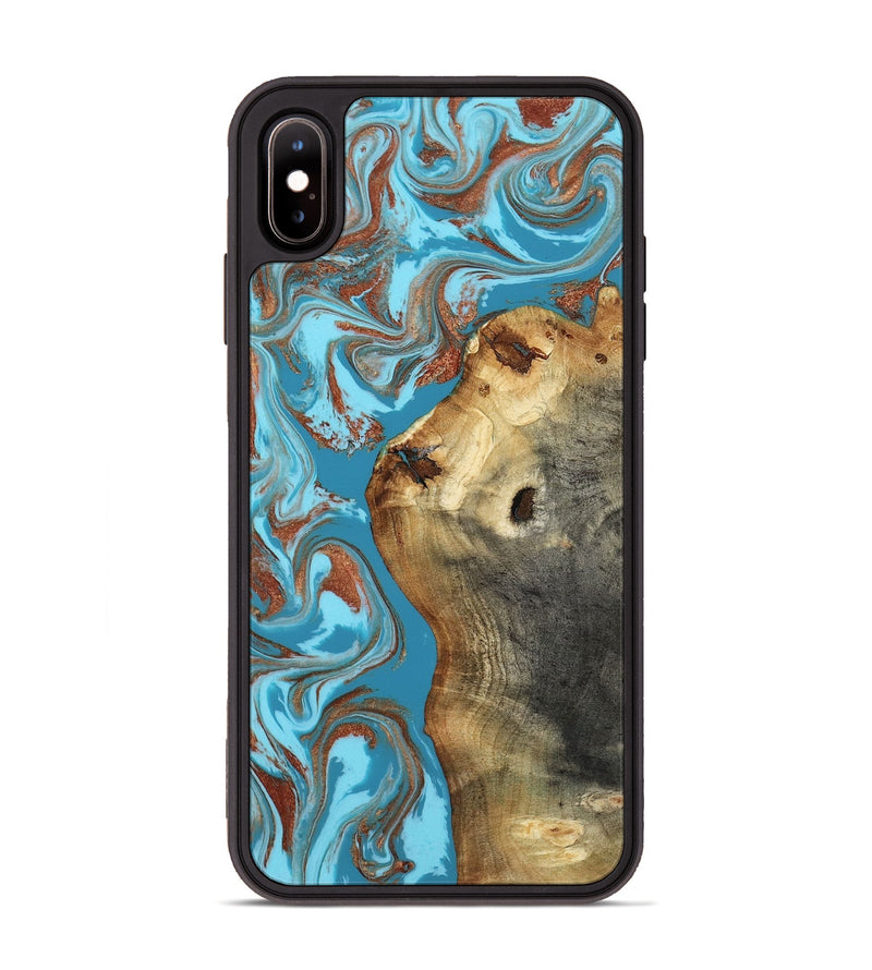 iPhone Xs Max Wood Phone Case - Kevin (Teal & Gold, 818783)