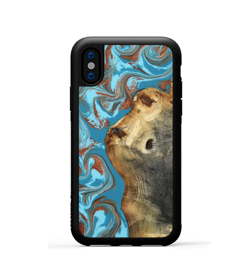 iPhone Xs Wood Phone Case - Kevin (Teal & Gold, 818783)