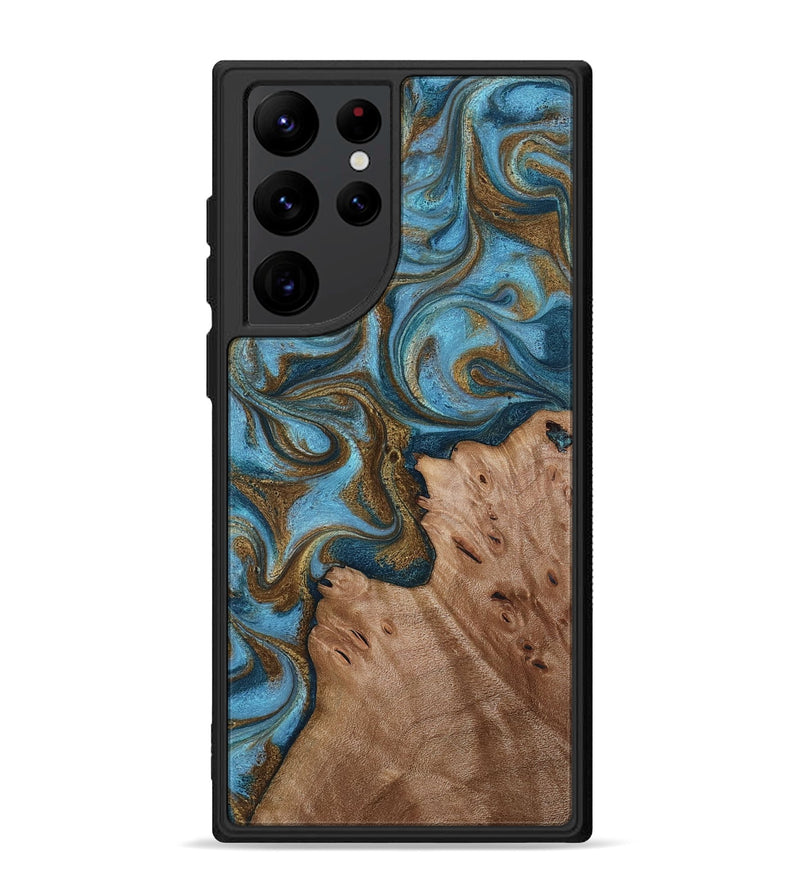 Galaxy S22 Ultra Wood Phone Case - Jace (Teal & Gold, 818784)
