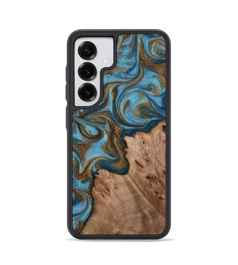 Galaxy S25 Wood Phone Case - Jace (Teal & Gold, 818784)