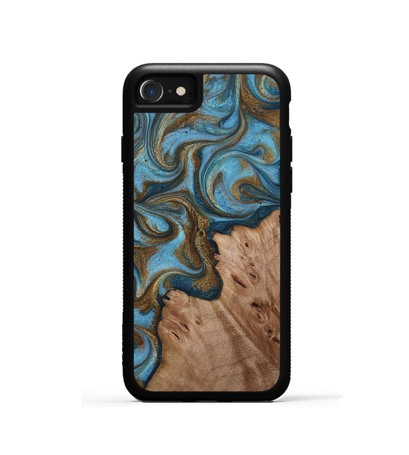 iPhone SE Wood Phone Case - Jace (Teal & Gold, 818784)