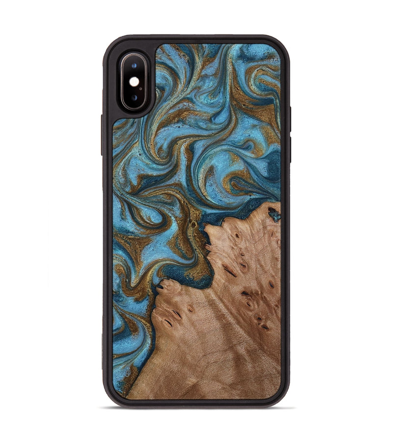 iPhone Xs Max Wood Phone Case - Jace (Teal & Gold, 818784)