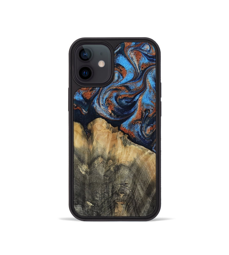 iPhone 12 mini Wood Phone Case - Waldo (Teal & Gold, 818785)