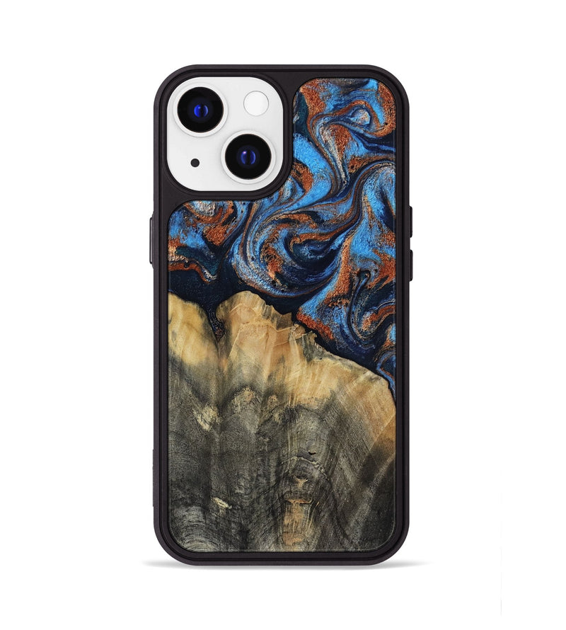 iPhone 13 Wood Phone Case - Waldo (Teal & Gold, 818785)