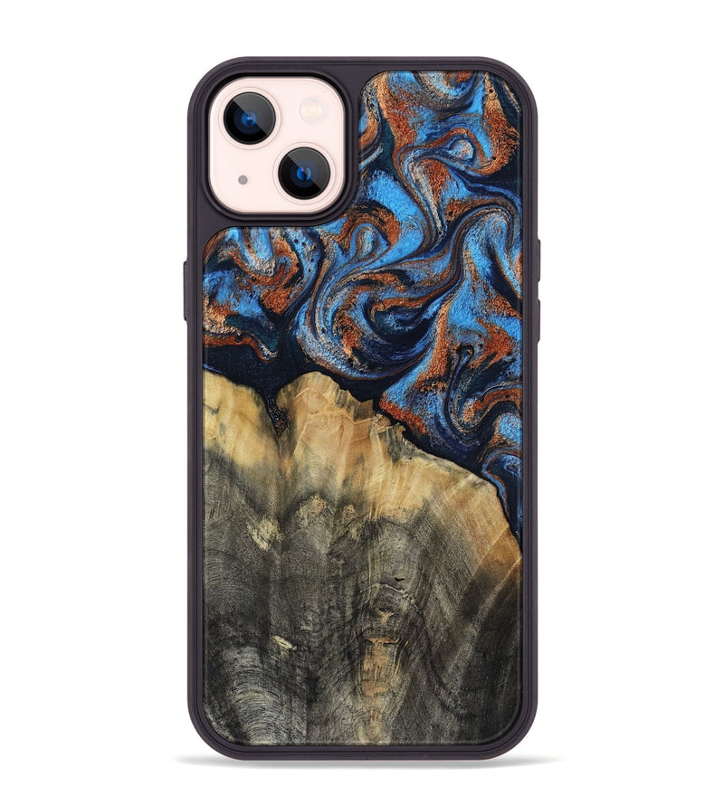 iPhone 14 Plus Wood Phone Case - Waldo (Teal & Gold, 818785)