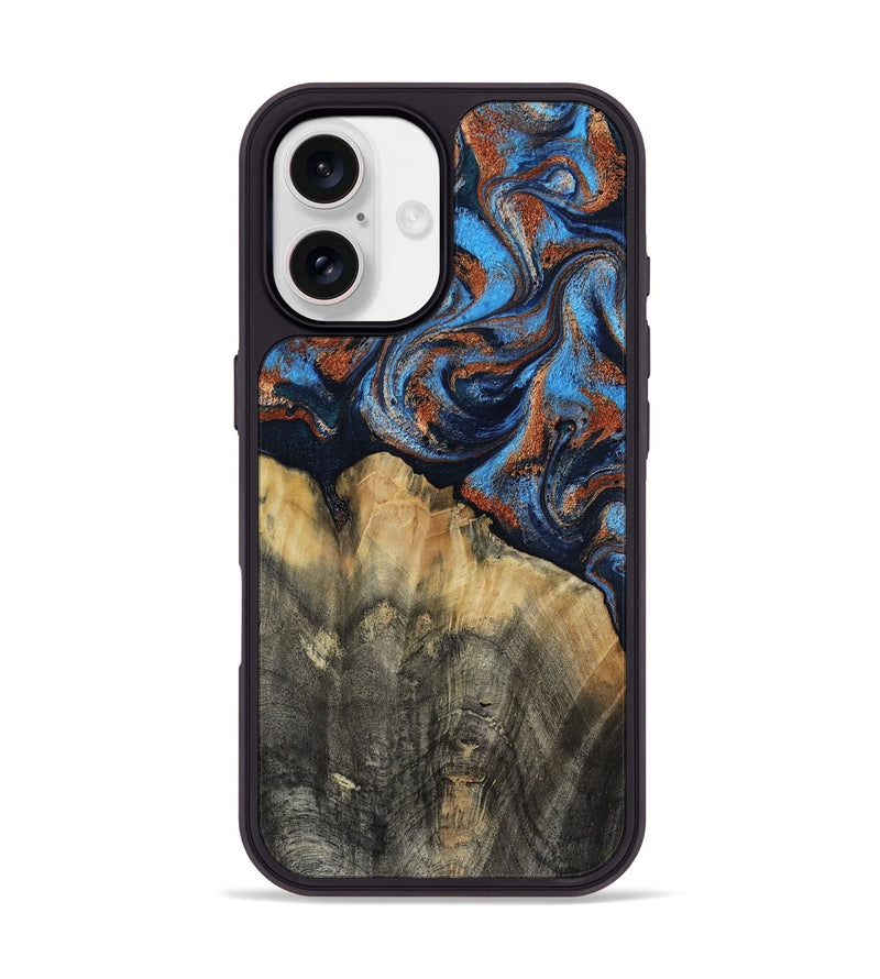 iPhone 17 Wood Phone Case - Waldo (Teal & Gold, 818785)