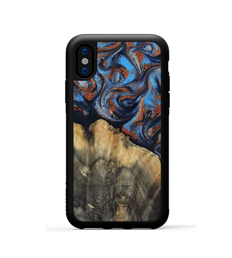 iPhone Xs Wood Phone Case - Waldo (Teal & Gold, 818785)