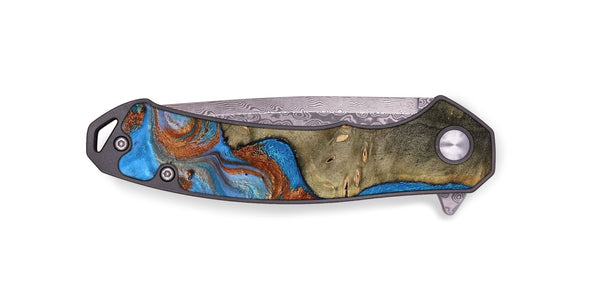 EDC Wood Pocket Knife - Carl (Teal & Gold, 818786)
