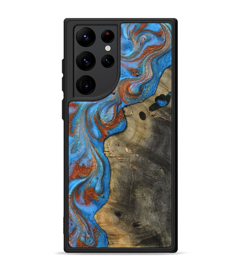 Galaxy S22 Ultra Wood Phone Case - Carl (Teal & Gold, 818786)