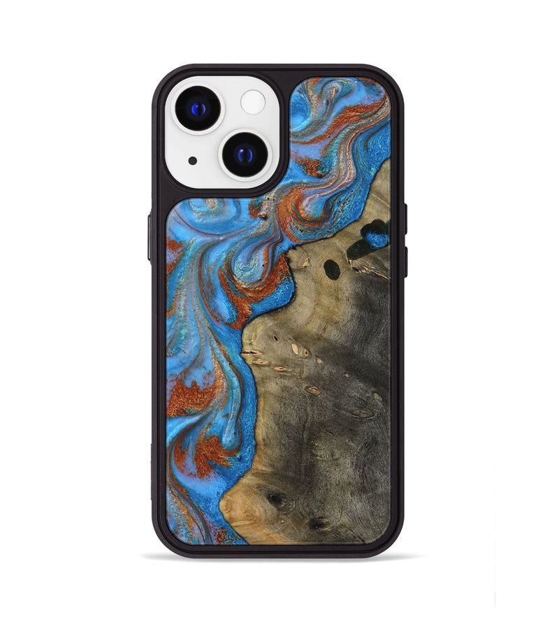 iPhone 13 Wood Phone Case - Carl (Teal & Gold, 818786)