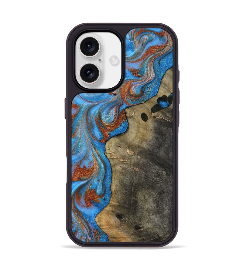 iPhone 17 Wood Phone Case - Carl (Teal & Gold, 818786)