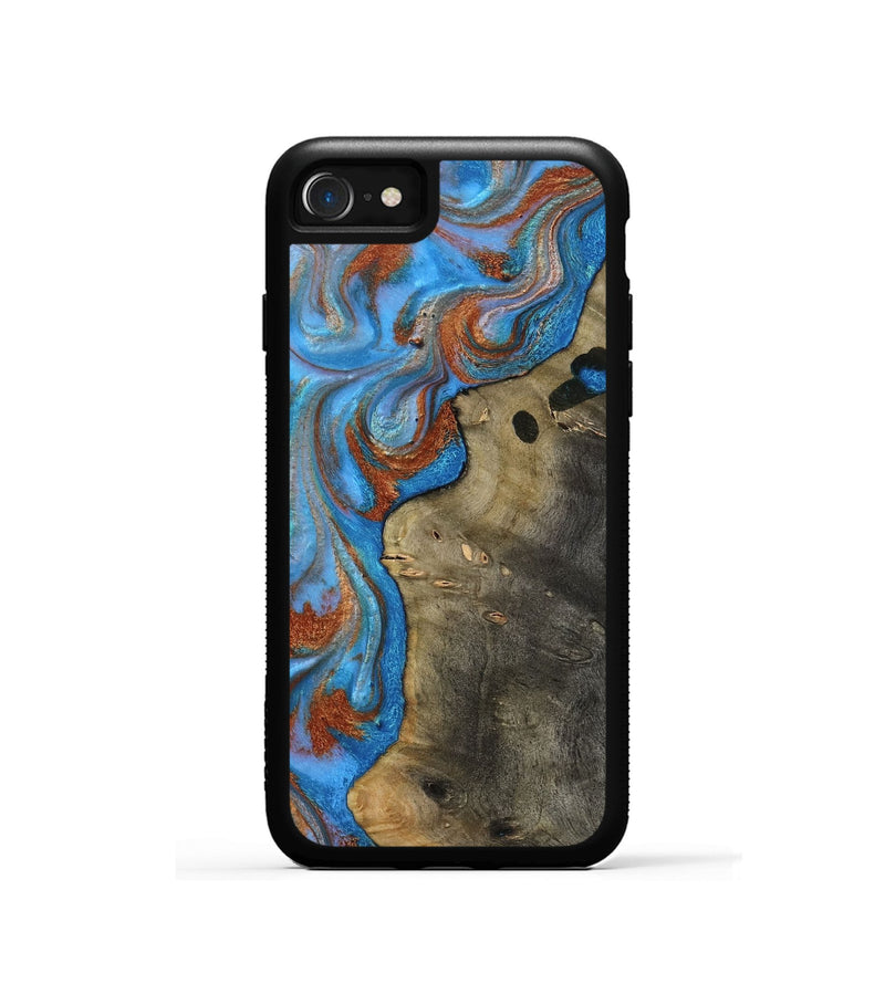 iPhone SE Wood Phone Case - Carl (Teal & Gold, 818786)