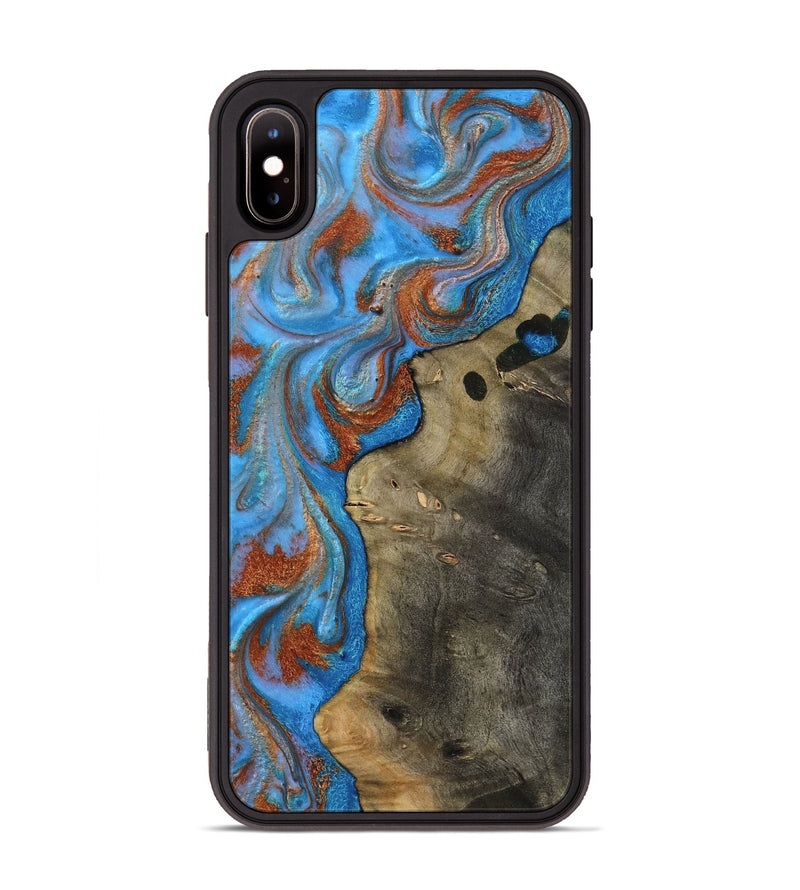 iPhone Xs Max Wood Phone Case - Carl (Teal & Gold, 818786)